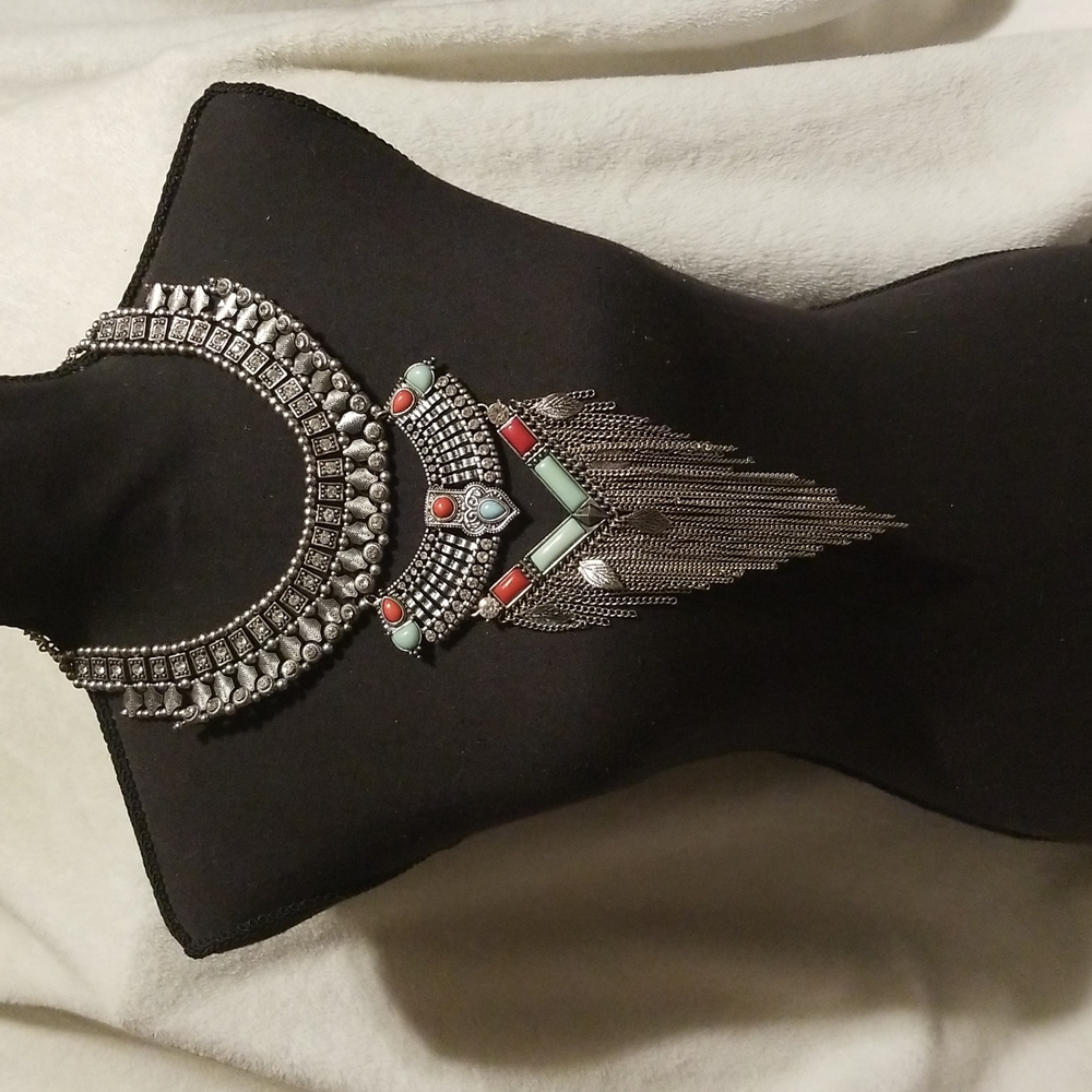 Large Statement Rhinestone Chandelier Necklace - image 1